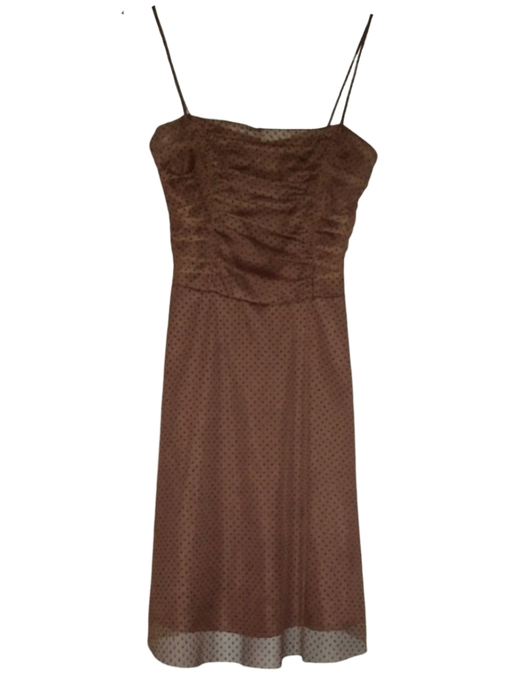 Swiss Dot Mesh Layered Brown Party Dress Sheer Net Dots Full Skirt Whimsygoth